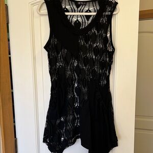 Elegant Black Lace Sleeveless Top or mini dress